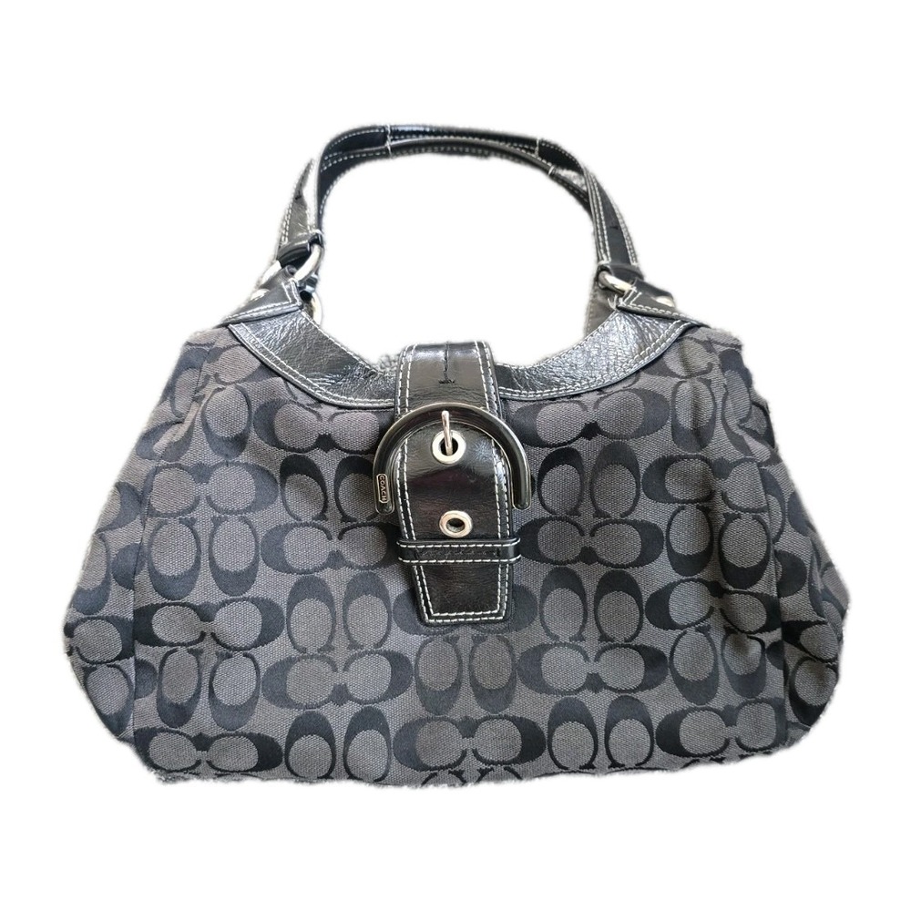 Y2K Coach Signature Black Leather Bag Soho Lynn Hobo Shoulder Bag F17094 Checks